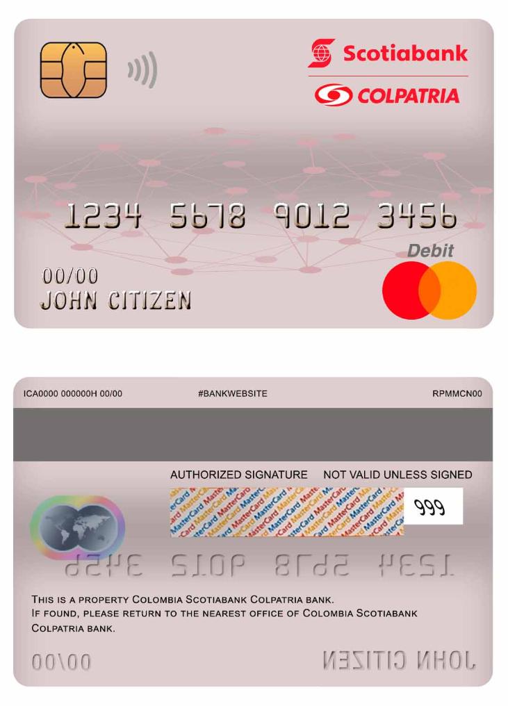 Colombia Scotiabank Colpatria bank master debit card